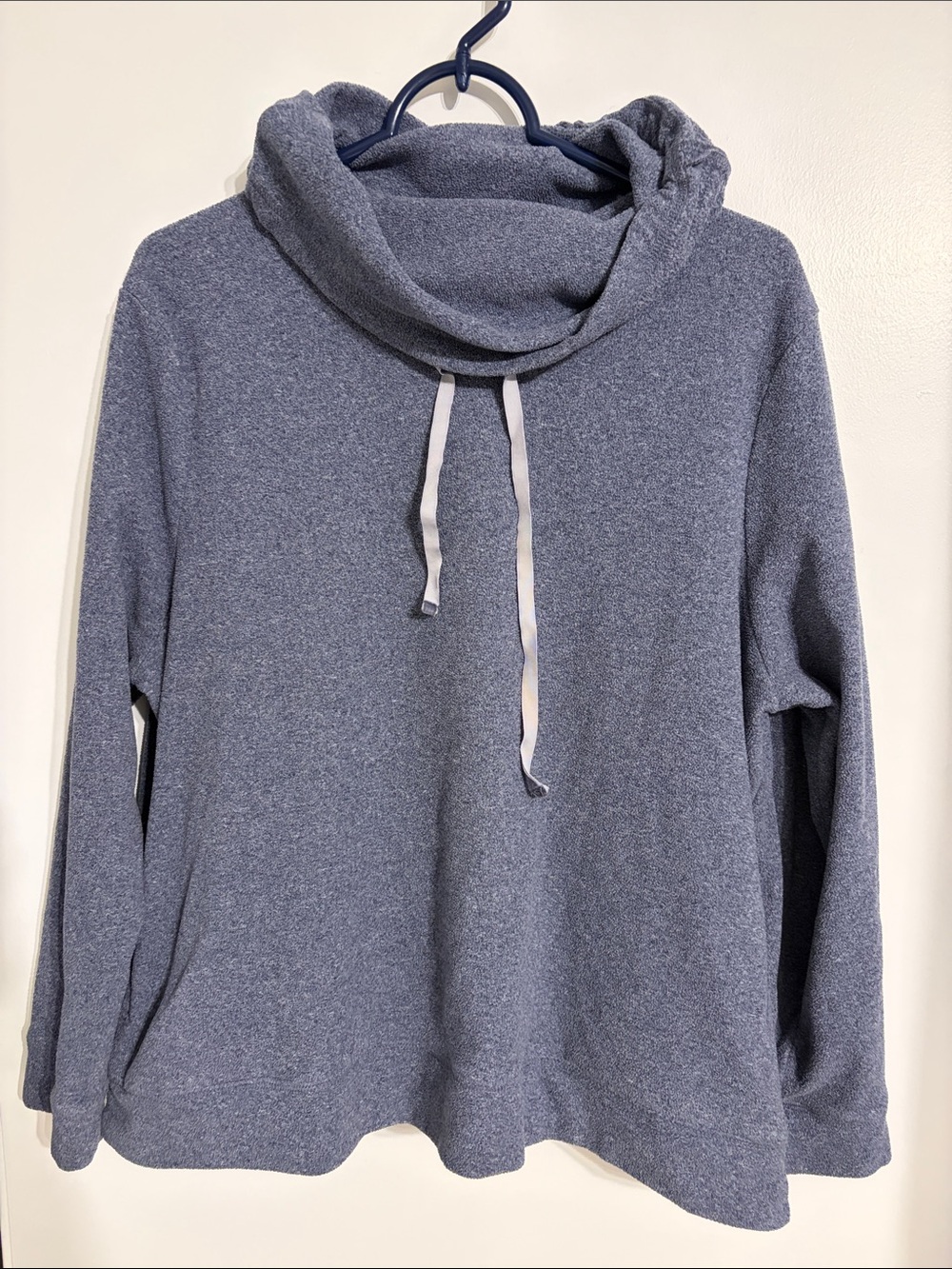 L.L. Bean Heathered Blue Cowl Neck Pullover